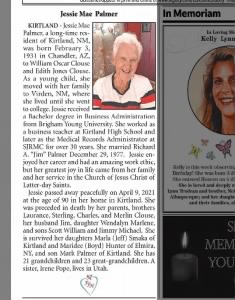 Obituary for Jessie Mae Palmer